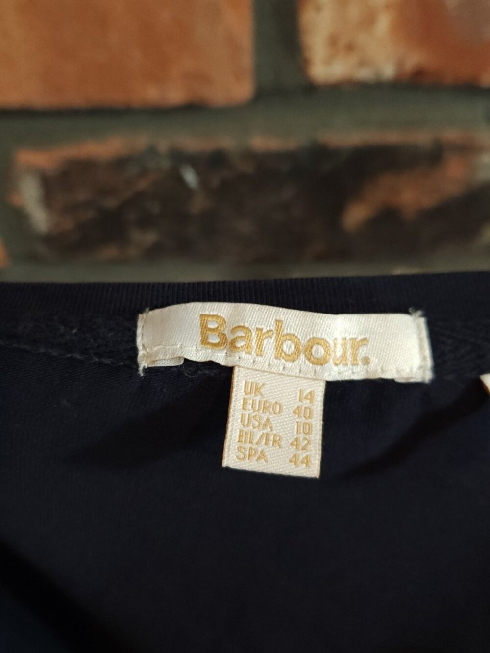 Barbour Farham Long Sleeve Dog Print Tee in Navy Preppy Casual Women's US 10 - Picture 9 of 9